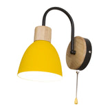 Maxbell Wall Lamp Wall Sconce Pendant with Pull Chain Switch for Cafe Bedside Indoor Yellow Lampshade