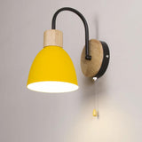 Maxbell Wall Lamp Wall Sconce Pendant with Pull Chain Switch for Cafe Bedside Indoor Yellow Lampshade