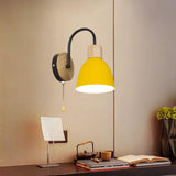 Maxbell Wall Lamp Wall Sconce Pendant with Pull Chain Switch for Cafe Bedside Indoor Yellow Lampshade