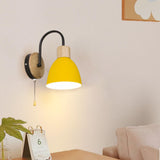 Maxbell Wall Lamp Wall Sconce Pendant with Pull Chain Switch for Cafe Bedside Indoor Yellow Lampshade