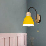 Maxbell Wall Lamp Wall Sconce Pendant with Pull Chain Switch for Cafe Bedside Indoor Yellow Lampshade
