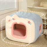 Maxbell Cute Cat House Bed nest Warm Winter Cushion Cave Bed Puppy Washable Style A