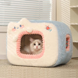 Maxbell Cute Cat House Bed nest Warm Winter Cushion Cave Bed Puppy Washable Style A