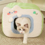 Maxbell Cute Cat House Bed nest Warm Winter Cushion Cave Bed Puppy Washable Style D