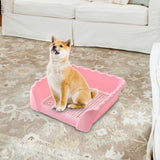 Maxbell Dog Potty Tray Small Dog Urinal Pee Training Tray with Protection Wall Pink