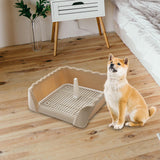 Maxbell Dog Potty Tray Small Dog Urinal Pee Training Tray with Protection Wall Brown