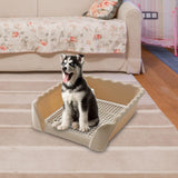 Maxbell Dog Potty Tray Small Dog Urinal Pee Training Tray with Protection Wall Brown
