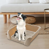 Maxbell Dog Potty Tray Small Dog Urinal Pee Training Tray with Protection Wall Brown