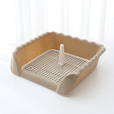 Maxbell Dog Potty Tray Small Dog Urinal Pee Training Tray with Protection Wall Brown