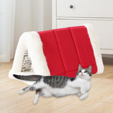 Maxbell Cat Warm House Dog Tent Cave Pet Bed for Rest Calming Small Medium Puppy Red