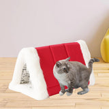 Maxbell Cat Warm House Dog Tent Cave Pet Bed for Rest Calming Small Medium Puppy Red
