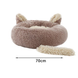 Maxbell Round Pet Blanket Dog Bed Soft Cats Warm House for Kitty Small Medium Dog Brown 70cm