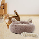 Maxbell Round Pet Blanket Dog Bed Soft Cats Warm House for Kitty Small Medium Dog Brown 70cm