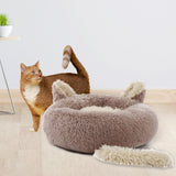 Maxbell Round Pet Blanket Dog Bed Soft Cats Warm House for Kitty Small Medium Dog Brown 70cm