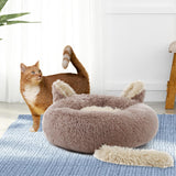 Maxbell Round Pet Blanket Dog Bed Soft Cats Warm House for Kitty Small Medium Dog Brown 70cm