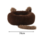 Maxbell Round Pet Blanket Dog Bed Soft Cats Warm House for Kitty Small Medium Dog Coffee 70cm