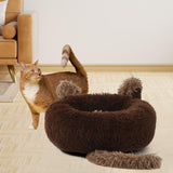 Maxbell Round Pet Blanket Dog Bed Soft Cats Warm House for Kitty Small Medium Dog Coffee 70cm