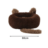 Maxbell Round Pet Blanket Dog Bed Soft Cats Warm House for Kitty Small Medium Dog Coffee 80cm