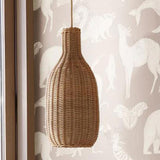 Maxbell Rattan Chandelier Lamp Shade Decorative Ceiling Pendant Light for Hallway 17x17x158cm Brown