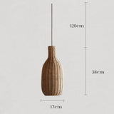 Maxbell Rattan Chandelier Lamp Shade Decorative Ceiling Pendant Light for Hallway 17x17x158cm Brown