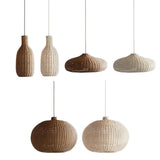 Maxbell Rattan Chandelier Lamp Shade Decorative Ceiling Pendant Light for Hallway 17x17x158cm Brown