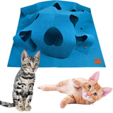 Maxbell Cat Activity Play Mat Interactive Toys Warm Collapsible Rug for Scratching Square Blue