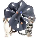 Maxbell Cat Activity Play Mat Interactive Toys Warm Collapsible Rug for Scratching Round Gray