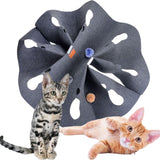 Maxbell Cat Activity Play Mat Interactive Toys Warm Collapsible Rug for Scratching Round Gray