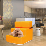 Maxbell Pet Dog Stairs Ladder Ramp Puppy Washable Removable 3 Steps for Sofa Indoor Orange