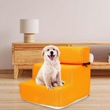 Maxbell Pet Dog Stairs Ladder Ramp Puppy Washable Removable 3 Steps for Sofa Indoor Orange