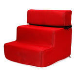 Maxbell Pet Dog Stairs Ladder Ramp Puppy Washable Removable 3 Steps for Sofa Indoor Red