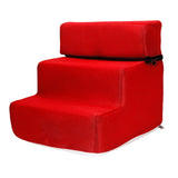 Maxbell Pet Dog Stairs Ladder Ramp Puppy Washable Removable 3 Steps for Sofa Indoor Red
