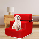 Maxbell Pet Dog Stairs Ladder Ramp Puppy Washable Removable 3 Steps for Sofa Indoor Red