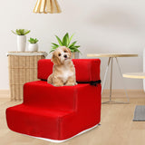 Maxbell Pet Dog Stairs Ladder Ramp Puppy Washable Removable 3 Steps for Sofa Indoor Red