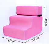 Maxbell Pet Dog Stairs Ladder Ramp Puppy Washable Removable 3 Steps for Sofa Indoor Pink