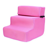Maxbell Pet Dog Stairs Ladder Ramp Puppy Washable Removable 3 Steps for Sofa Indoor Pink
