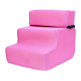 Maxbell Pet Dog Stairs Ladder Ramp Puppy Washable Removable 3 Steps for Sofa Indoor Pink