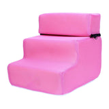 Maxbell Pet Dog Stairs Ladder Ramp Puppy Washable Removable 3 Steps for Sofa Indoor Pink
