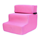 Maxbell Pet Dog Stairs Ladder Ramp Puppy Washable Removable 3 Steps for Sofa Indoor Pink