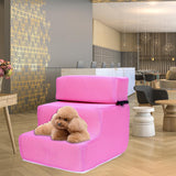 Maxbell Pet Dog Stairs Ladder Ramp Puppy Washable Removable 3 Steps for Sofa Indoor Pink