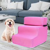 Maxbell Pet Dog Stairs Ladder Ramp Puppy Washable Removable 3 Steps for Sofa Indoor Pink