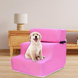Maxbell Pet Dog Stairs Ladder Ramp Puppy Washable Removable 3 Steps for Sofa Indoor Pink