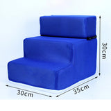 Maxbell Pet Dog Stairs Ladder Ramp Puppy Washable Removable 3 Steps for Sofa Indoor Dark Blue
