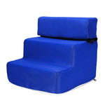 Maxbell Pet Dog Stairs Ladder Ramp Puppy Washable Removable 3 Steps for Sofa Indoor Dark Blue