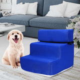 Maxbell Pet Dog Stairs Ladder Ramp Puppy Washable Removable 3 Steps for Sofa Indoor Dark Blue