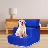 Maxbell Pet Dog Stairs Ladder Ramp Puppy Washable Removable 3 Steps for Sofa Indoor Dark Blue