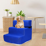 Maxbell Pet Dog Stairs Ladder Ramp Puppy Washable Removable 3 Steps for Sofa Indoor Dark Blue