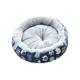 Maxbell cat Dog Bed Kitten Hut 45cm Round Plush for Indoor Cats Small Pets Blue Cat