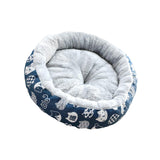 Maxbell cat Dog Bed Kitten Hut 45cm Round Plush for Indoor Cats Small Pets Blue Cat