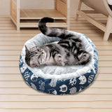 Maxbell cat Dog Bed Kitten Hut 45cm Round Plush for Indoor Cats Small Pets Blue Cat